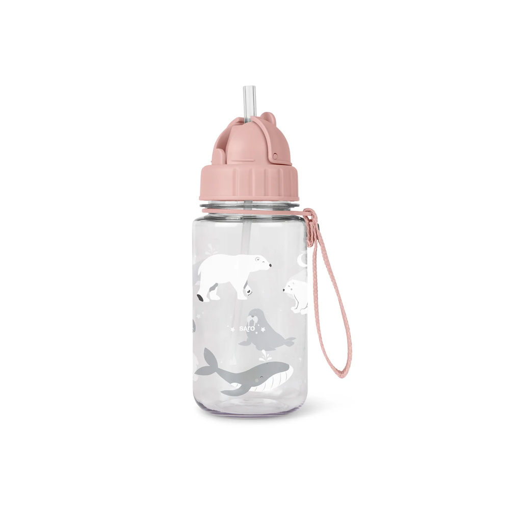Botella con pajita y colgador Polaris Rosa