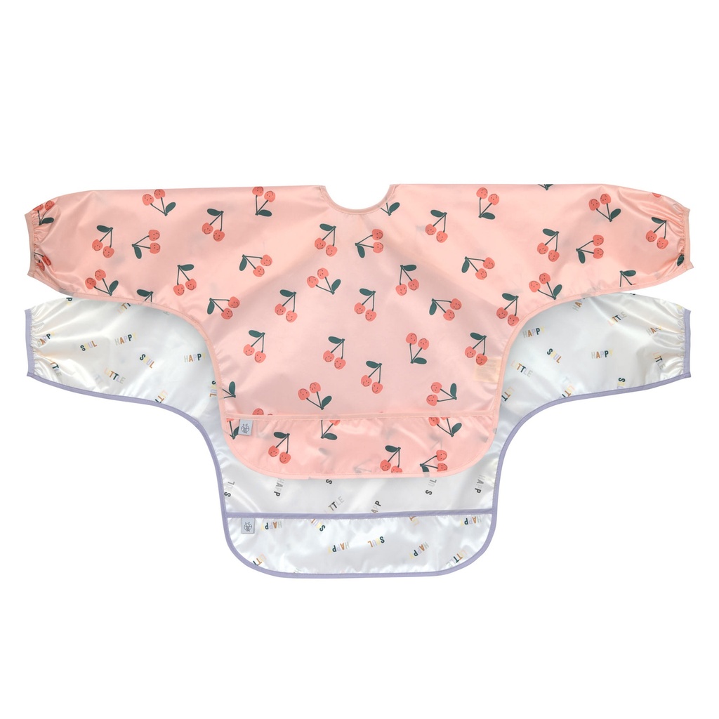 Babero manga larga 2 piezas Happy Fruits Cherry