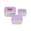 3 Cajitas Almuerzo Acero Happy  Rascals Heart lavender