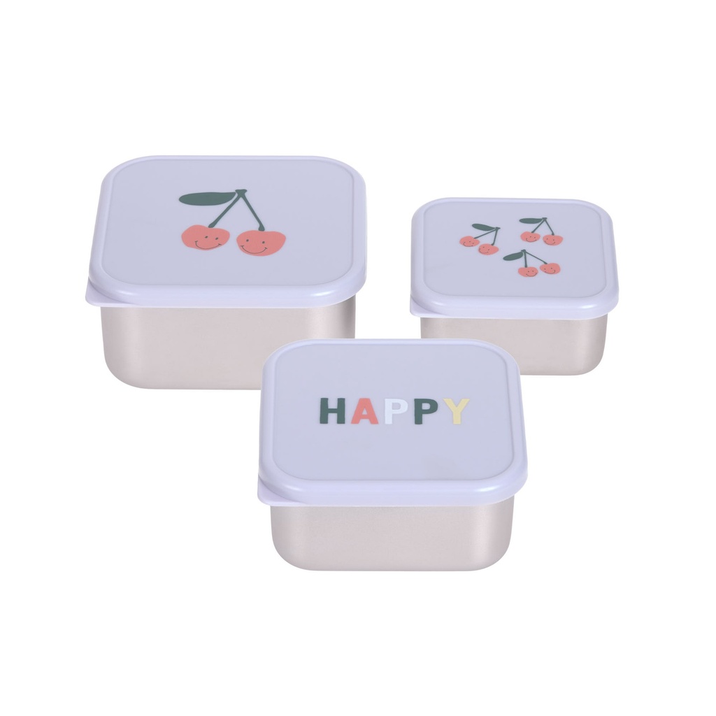3 Cajitas Almuerzo Acero Happy Fruits Cherry