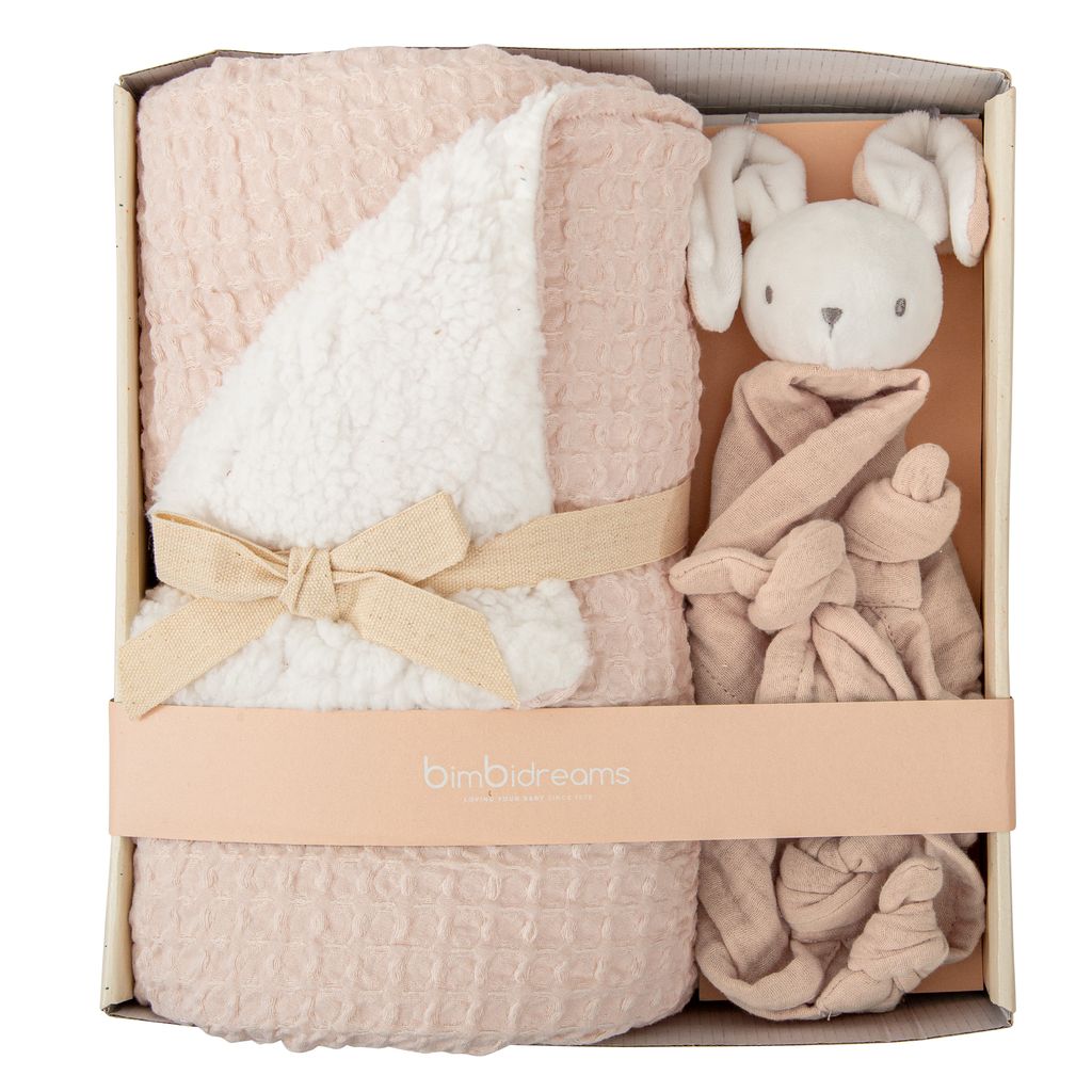 Set manta+Doudou rosa empolvado
