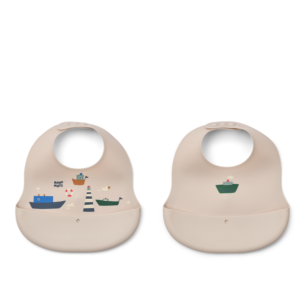 Babero Silicona 2-pack  Sailing / Sandy