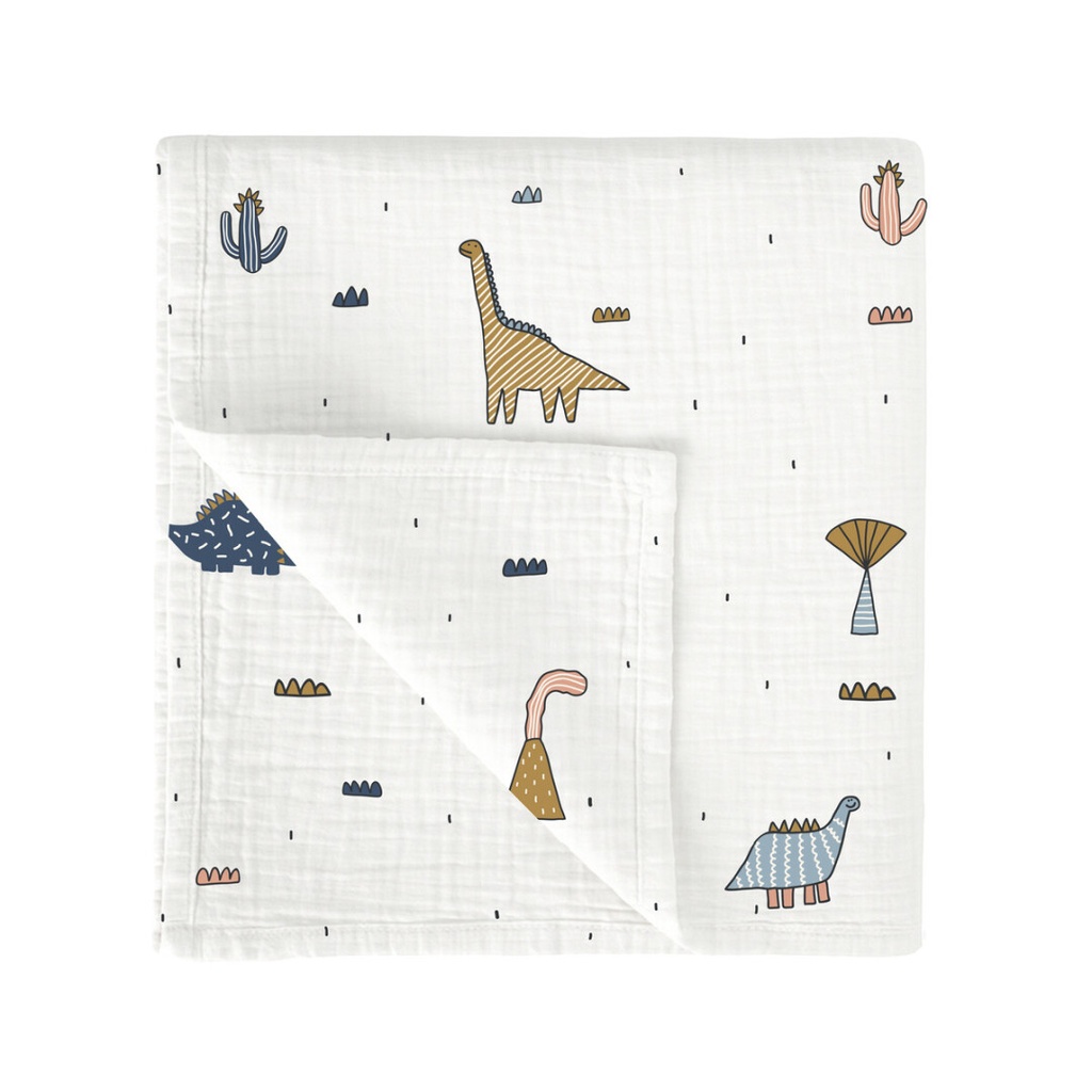 Muselina bambú 120X120 Dinosaurios