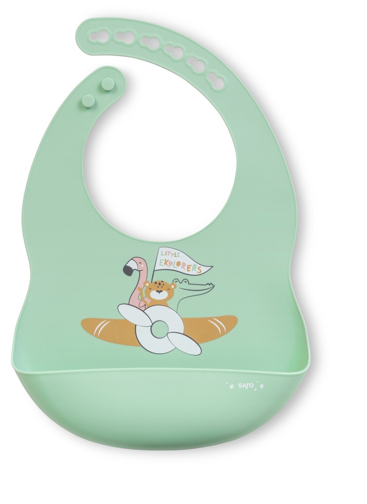 Babero silicona "Little Explorers Menta"