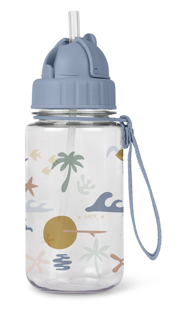 Botella con pajita y colgador "Good Vibes"