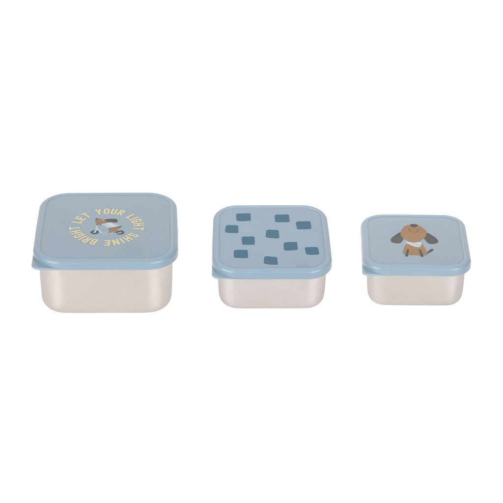 3 Cajitas Almuerzo Acero Pattern Party blue