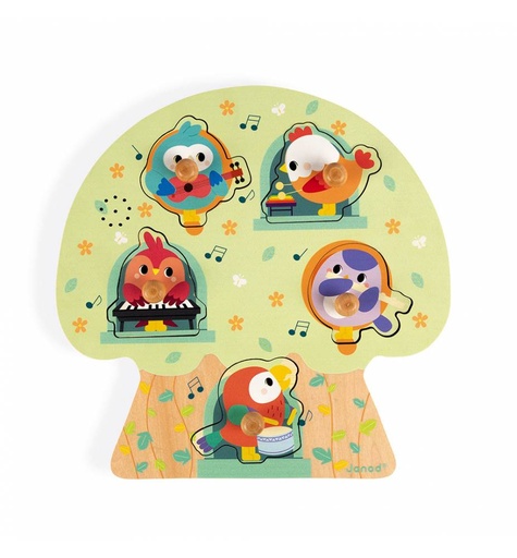 [JURA-J07092] PUZLE ENCAJABLE MUSICAL - PAJARITOS