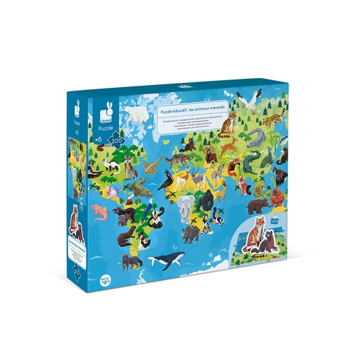 [JURA-J02676] PUZZLE EDUCATIVO- ANIMALES EN PELIGRO DE EXTINCION- 200 PZAS