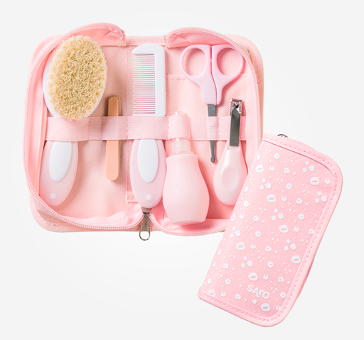 [39457] Neceser de aseo para bebé 10 pcs. Rosa