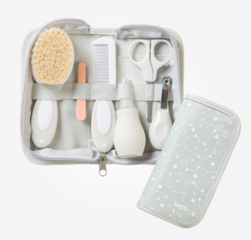 [39458] Neceser de aseo para bebé 10 pcs. Gris