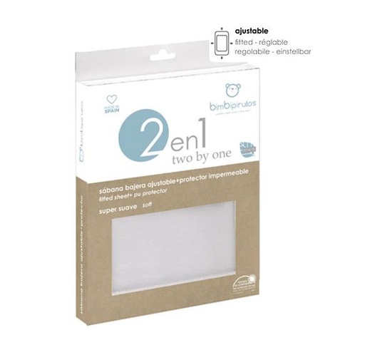 [P730-44999801] Sábana bajera cuna 70x140 2 en 1 100% Tencel blanco