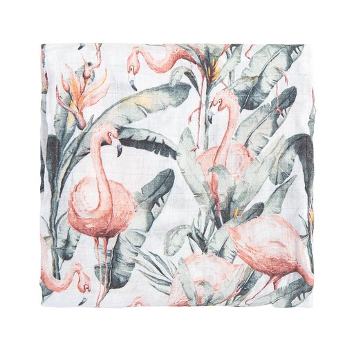 [564C1401] Muselina Bambú 120X120 Flamingo blanco