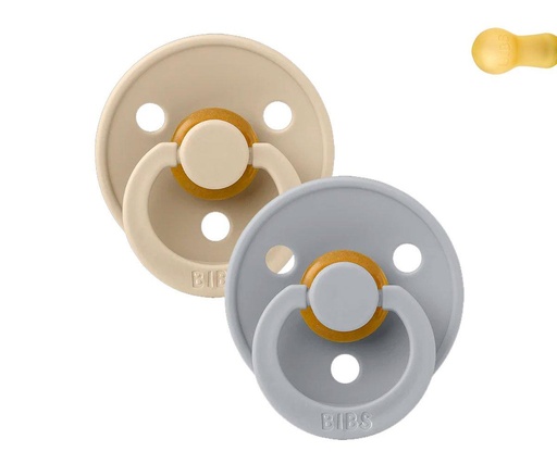 [64445] 2 Chupetes BIBS Colours Round Vanilla/Cloud 0-6 M