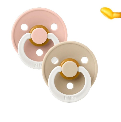 2 Chupetes Nocturnos BIBS Colour Anatómica Blush/Vanilla T 0-6 M