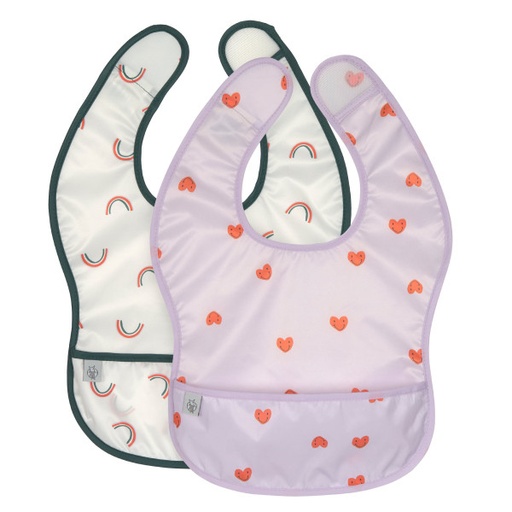 [1311019642] Babero 2 piezas Happy Rascals Heart lavender