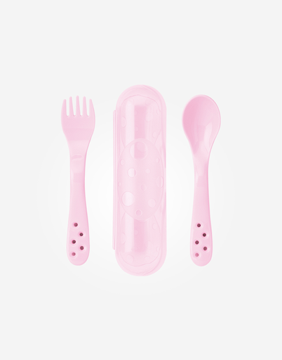 [52103] Juego de cubiertos con estuche rosa