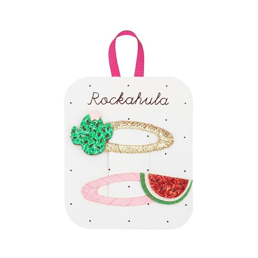 [H2124G] Glitter Cactus and Watermelon Clips