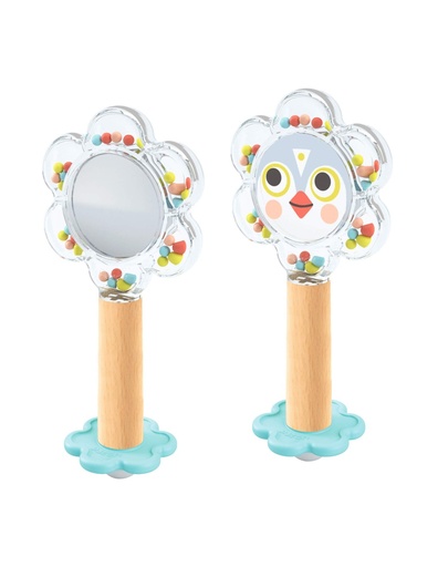 [DJ06118] Baby blanco Sonajero espejo BabyFlower