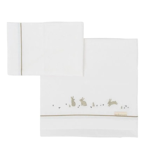 [001522VM] Tríptico sábana 100% algodón Minicuna Bunny verde musgo