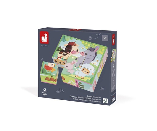 [JURA-J03329] GRANJA - 9 CUBOS DE CARTÓN ANIMALES DE LA GRANJA