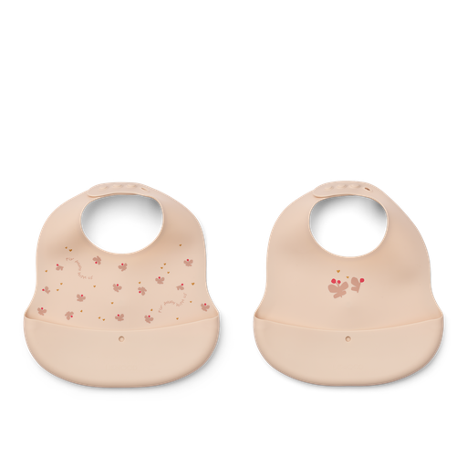 [LW201192614] Babero Silicona 2-pac Mini Butterfly / Apple blossom