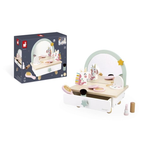 [J06463] Tocador unicornio de madera