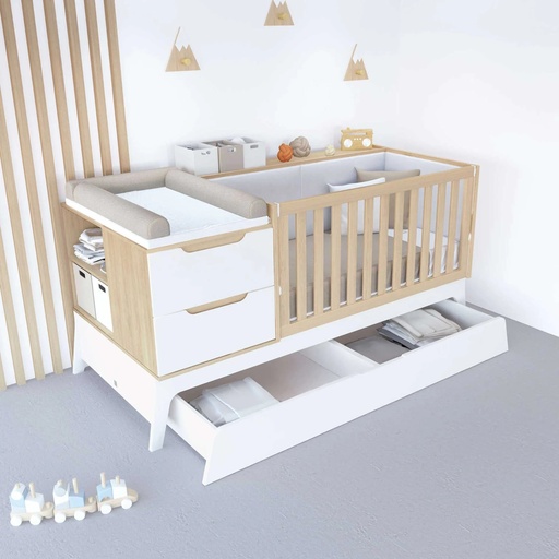 Cuna convertible blanco/madera 70x140 cm · Zen K460-M8411