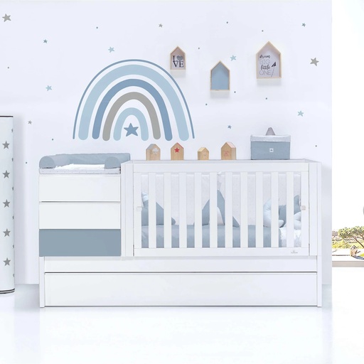 Cuna convertible 70x140 cm blanca/azul · Sero Kubo Blu Denim K551-M7741