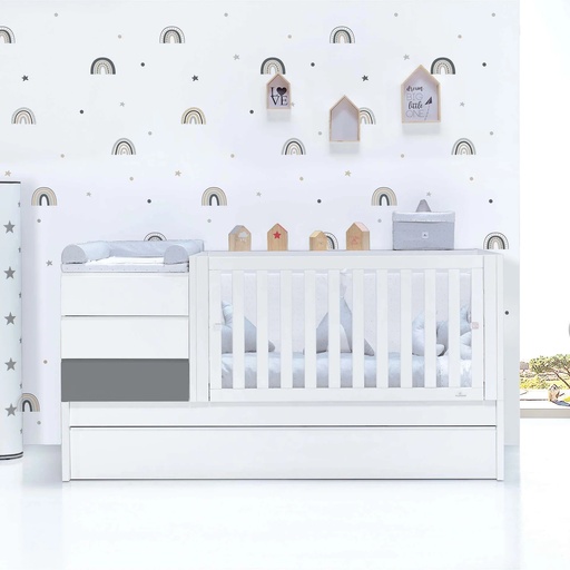 Cuna convertible 70x140 cm blanca/antracita · Sero Kubo Antracita K551-M7758