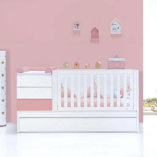 Cuna convertible 70x140 cm blanca/rosa · Sero Kubo Quarzo K551-M7759