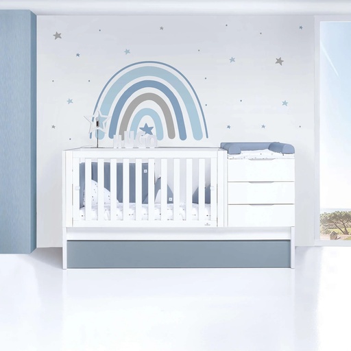 Cuna convertible 70x140 cm blanca/azul · Sero More Blu Denim K546-M7741