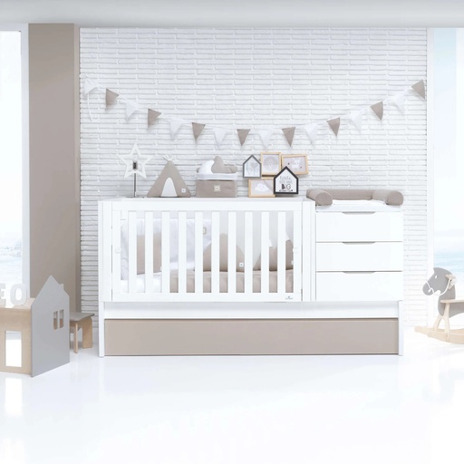 Cuna convertible 70x140 cm blanca/arena · Sero More K546-M7753