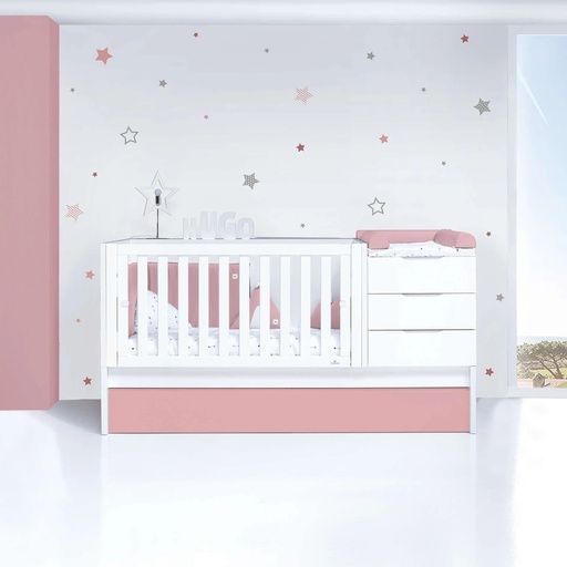 Cuna convertible 70x140 cm blanca/rosa · Sero More Quarzo K546-M7759