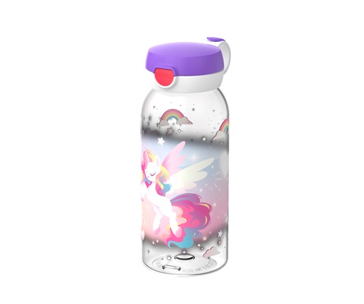 [MP107485065411] Botella Plástico con Tapón Abatible Campus 600ml Unicornio Glow