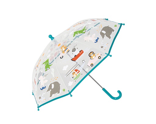 [LLU-008] Paraguas Transparente Animales y Transportes Magic 70 cm